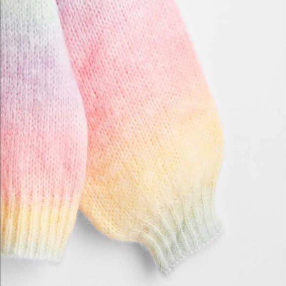 Multi Cable Knit Tie Dye Drop Shoulder Ombre Sweater Sz M New - Picture 4 of 6